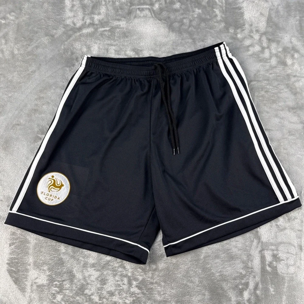 Florida Cup Adidas Shorts Mens L Climalite Black Soccer Striped EUC